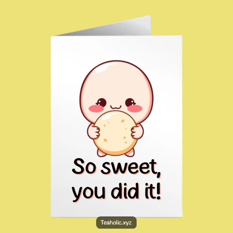 Free Printable Congrats Card: Shy Macaron Offers Cookie for a Delicate Celebration!