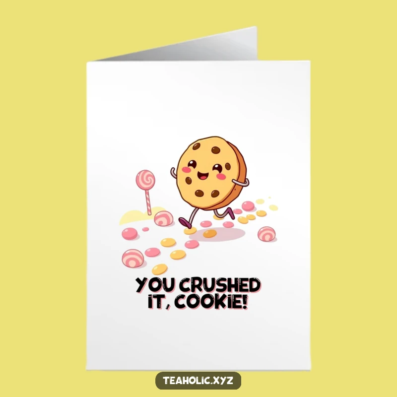 Free Printable Congrats Card: Skipping Cookie, Funny Candy Path Gift for Sweet Success
