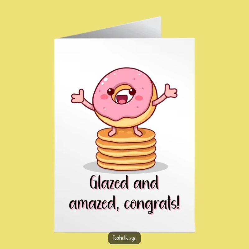 Free Printable Congrats Donut Card: Bouncy Donut Celebrates with Pancakes Downloadable!