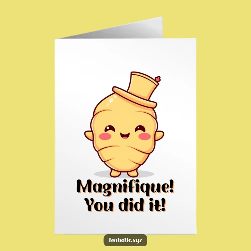 Free Printable Congrats Card: Croissant's Dapper Cheers - Funny Downloadable Gift