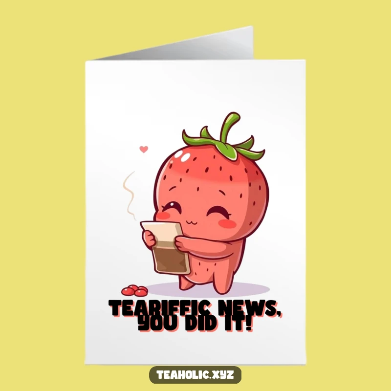 Free Printable Congrats Card: Curious Strawberry Tea - Funny Downloadable