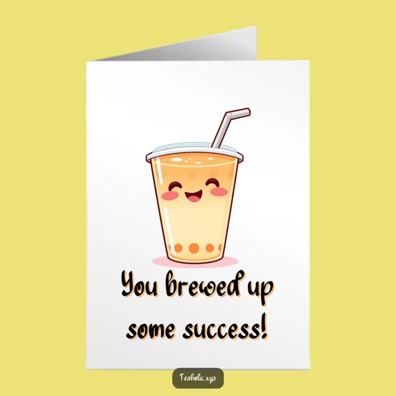 Free Printable Congrats Card: Joyful Wiggling Tea Cup - Humorous Downloadable Gift