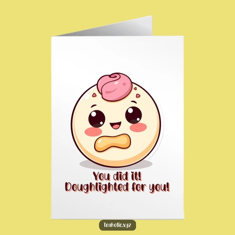 Free Printable Congrats Card: Joyful Donut Character Bite - Downloadable Humor