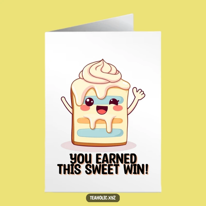 Free Printable Congrats Card: Waving Cake - Funny Downloadable
