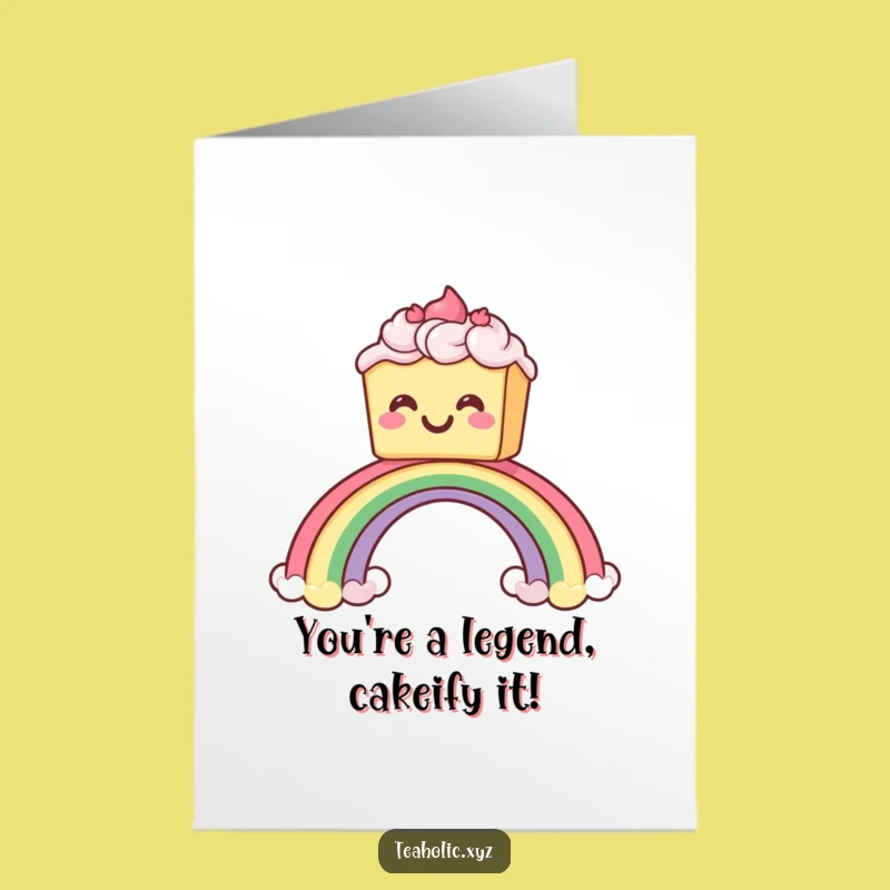 Free Printable Congrats Card: Rainbow Cake Slide, Humorous Downloadable Greeting for Any Win