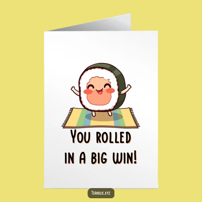 Free Printable Congrats Card: Bouncing Sushi - Funny Downloadable Celebration