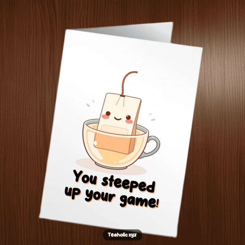 Funny Free Printable teabag happily dipping into water, perfect for a congratulations card, downloadable art.