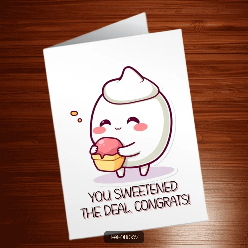 Funny Free Printable Pastry Congrats Card: A giggling pastry character extending a tiny bite to celebrate a sweet success.