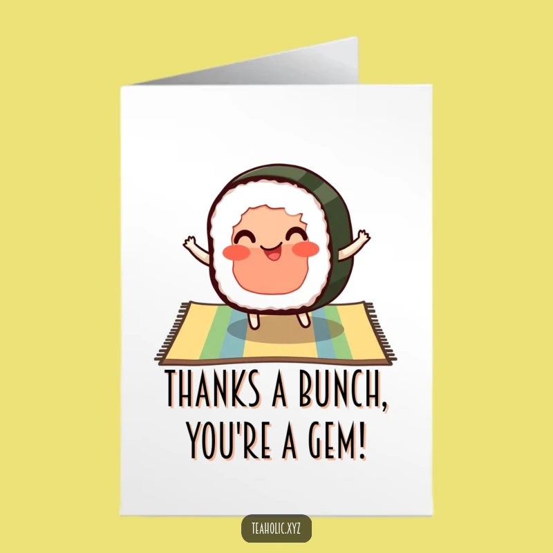 Free Printable Thank You Card: Bouncing Sushi - Funny Downloadable Gratitude