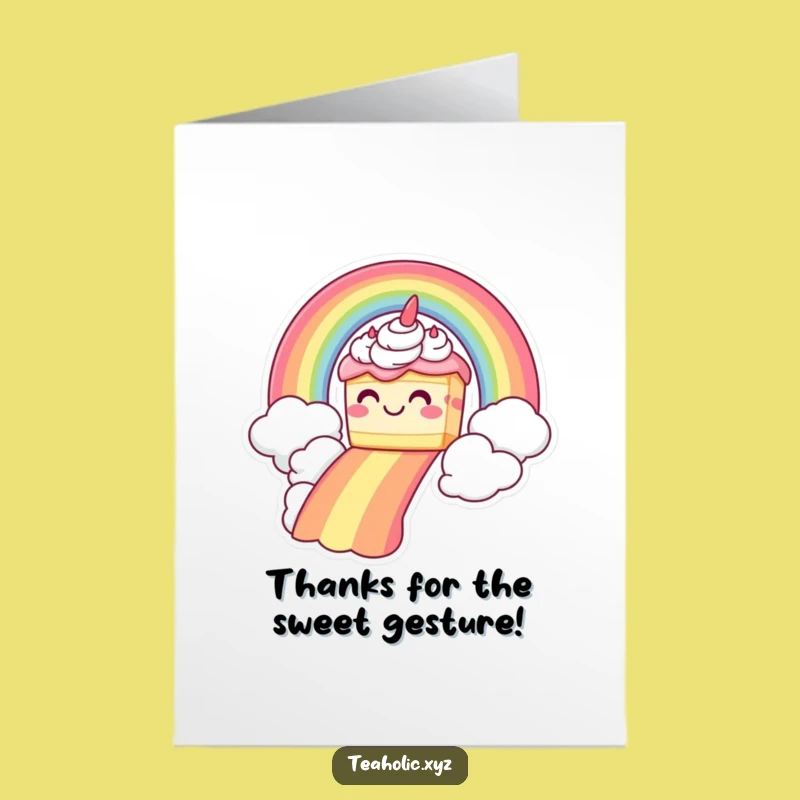 Free Printable Thank You Card: Cake's Rainbow Glide, Downloadable Gratitude!