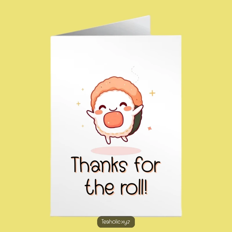 Free Printable Thank You Card: Dancing Sushi, Whimsical Downloadable Gift for Sweet Gratitude