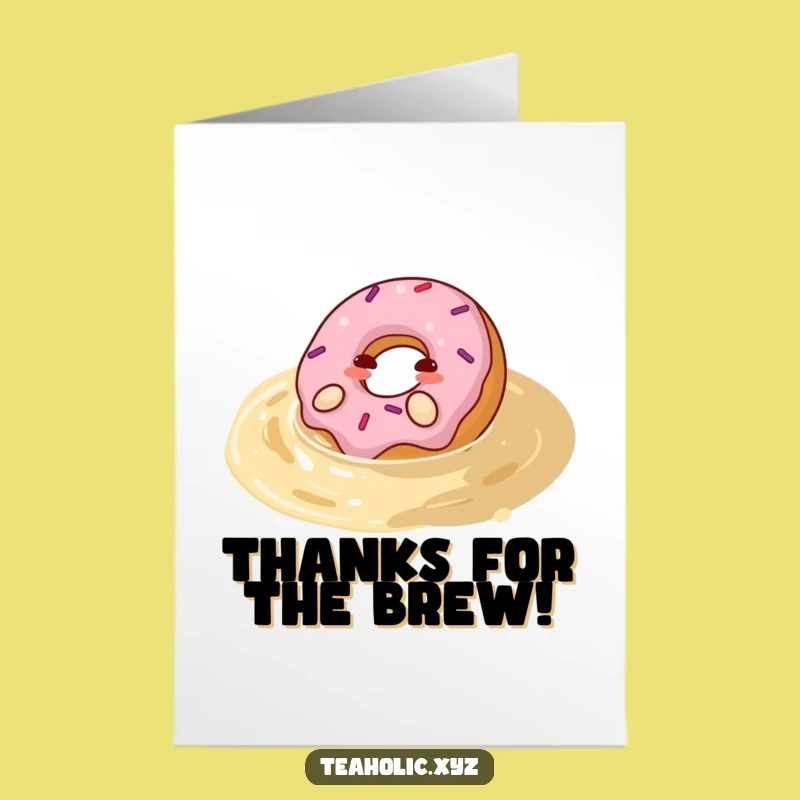 Free Printable Thank You Card: Donut in Tea, Relaxing Downloadable Gift for Sweet Gratitude