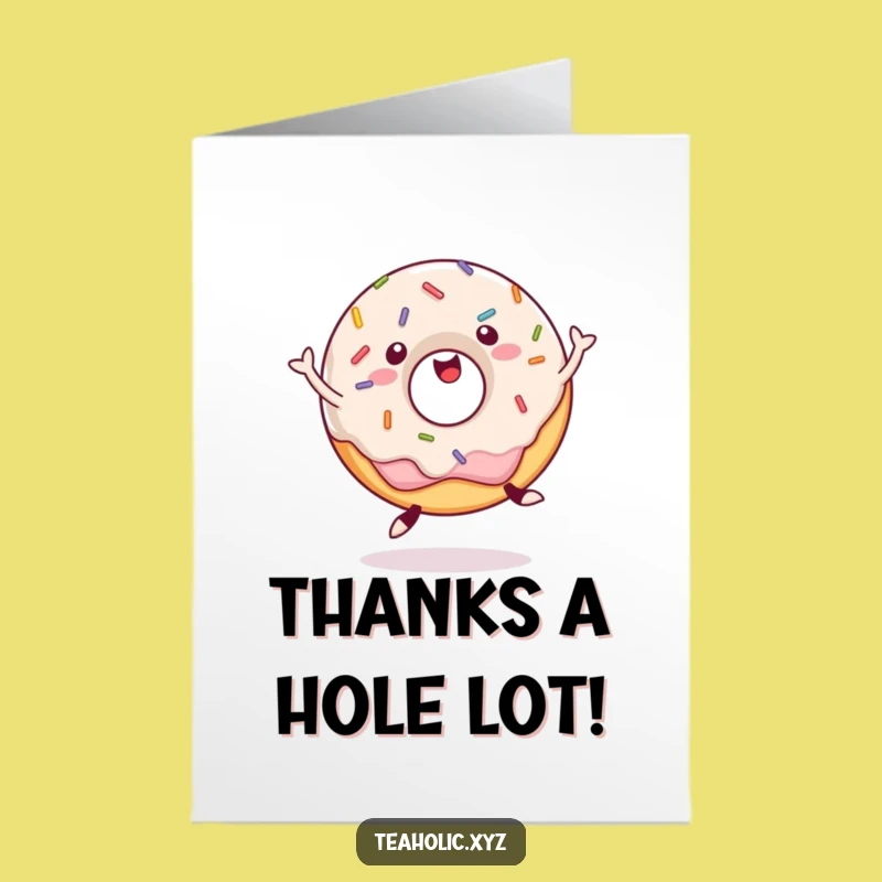 Free Printable Thank You Card: Jumping Donut - Quirky Downloadable Gift