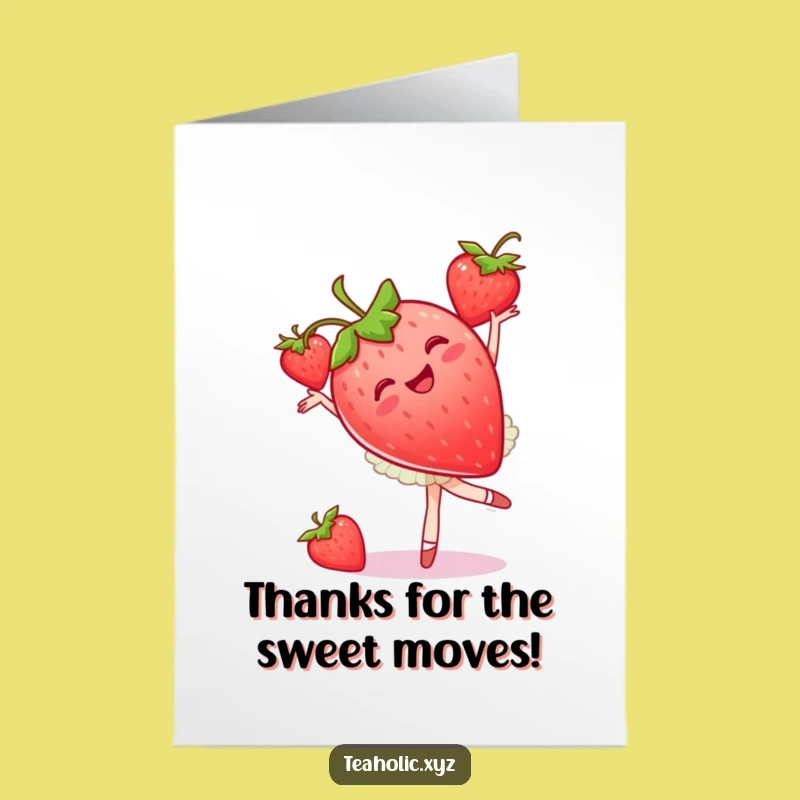Free Printable Thank You Card: Sweet Strawberry Ballet Dancer, Downloadable Gratitude Expressed