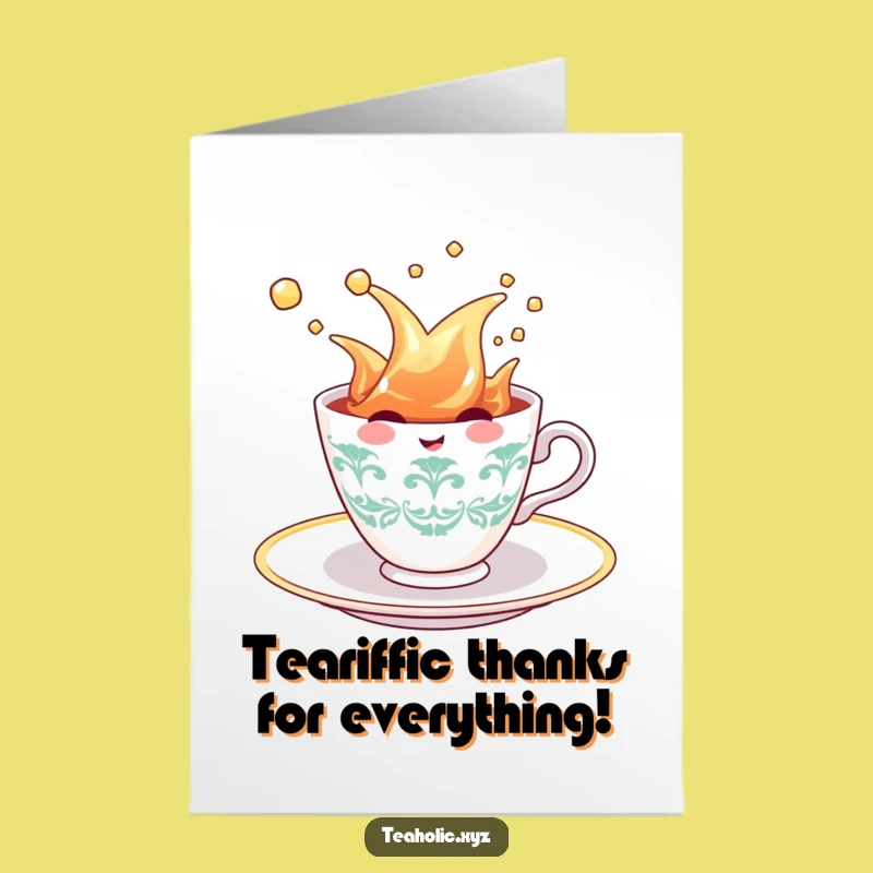 Free Printable Thank You Card: Teacup Splash Gratitude - Funny Downloadable Gift!