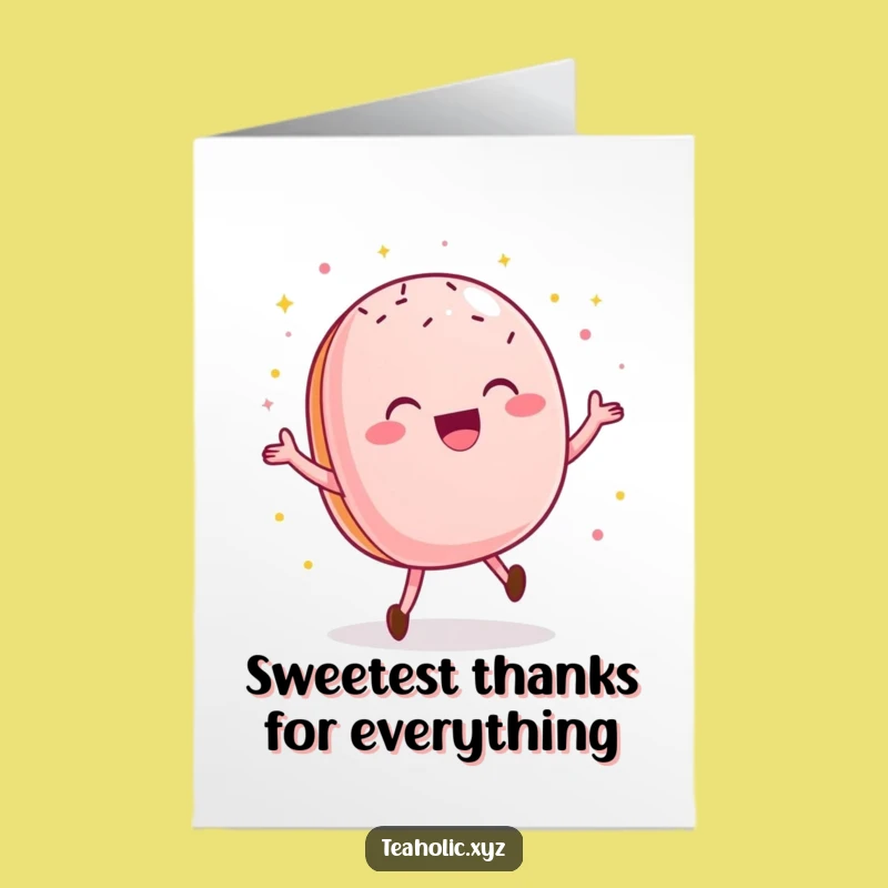 Free Printable Thank You Card: Thankful Macaroon Fun Dance Downloadable Gift