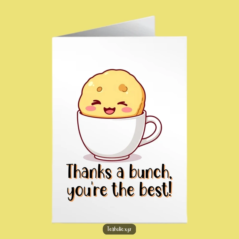 Free Printable Thank You Biscuit Card: Winking Biscuit Shows Gratitude in Mug Downloadable!