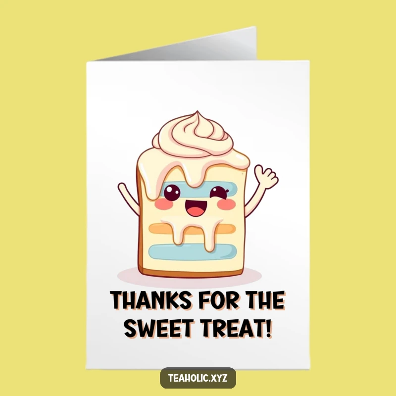 Free Printable Thank You Card: Waving Cake - Funny Downloadable