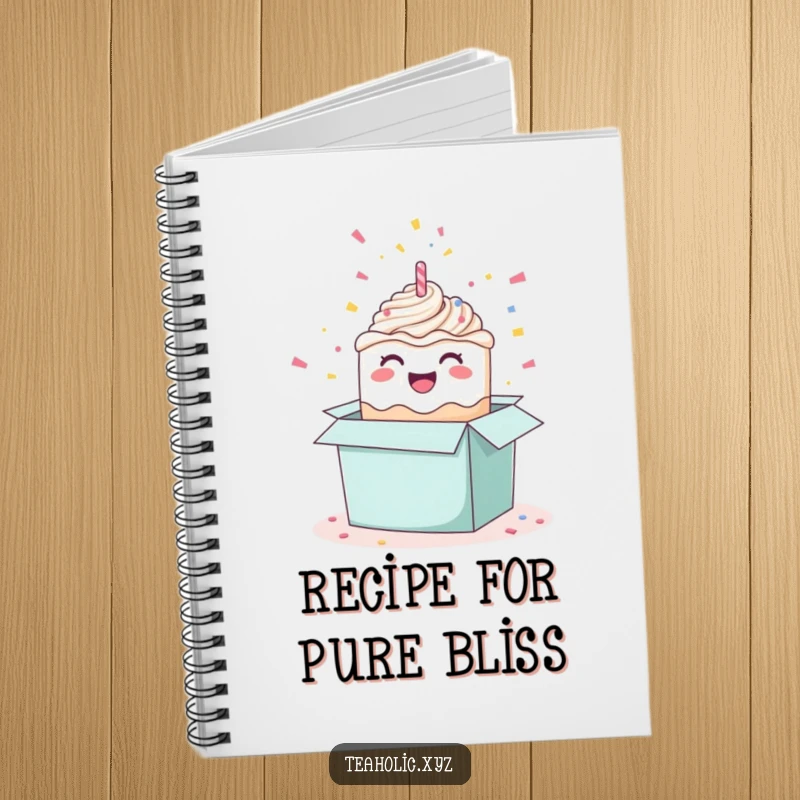 Funny happy cake notebook, great for notes and plans, featuring a cheerful cake and confetti design for celebrations.