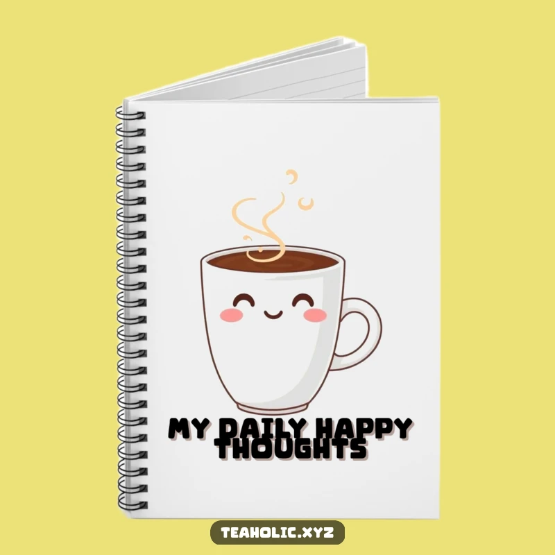 Funny Smiling Coffee Cup Notebook - Jot Down Ideas with Joy