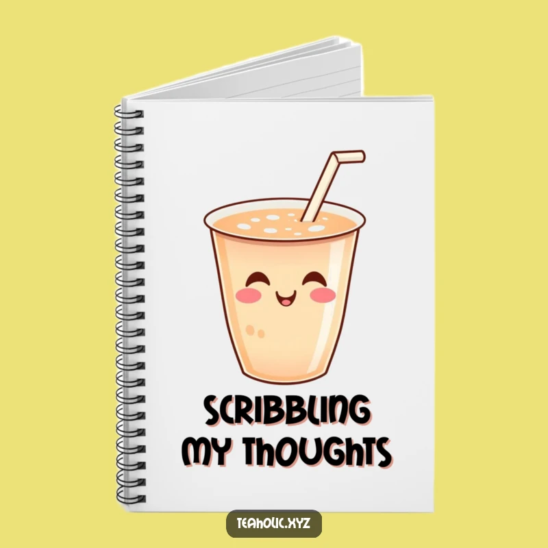 Funny Journal - Smiling Tea Cup with Wiggling Straw, Perfect for Notes