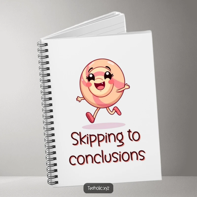 Funny notebook cover featuring a smiling candy character skipping with a swirl of delight, perfect for jotting down happy thoughts.