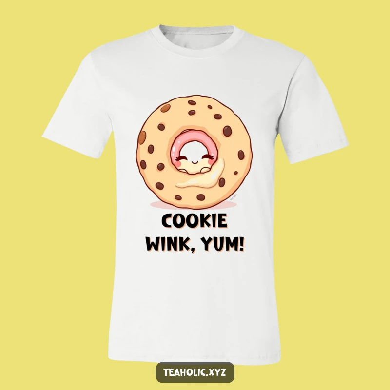 Mischievous Donut Cookie Peek Funny T-Shirt - Playful Style