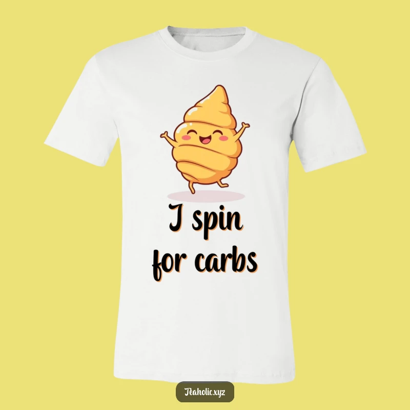 Funny Croissant Spin T-Shirt: Cheerful Pastry Dancing Graphic, Great Funny Gift