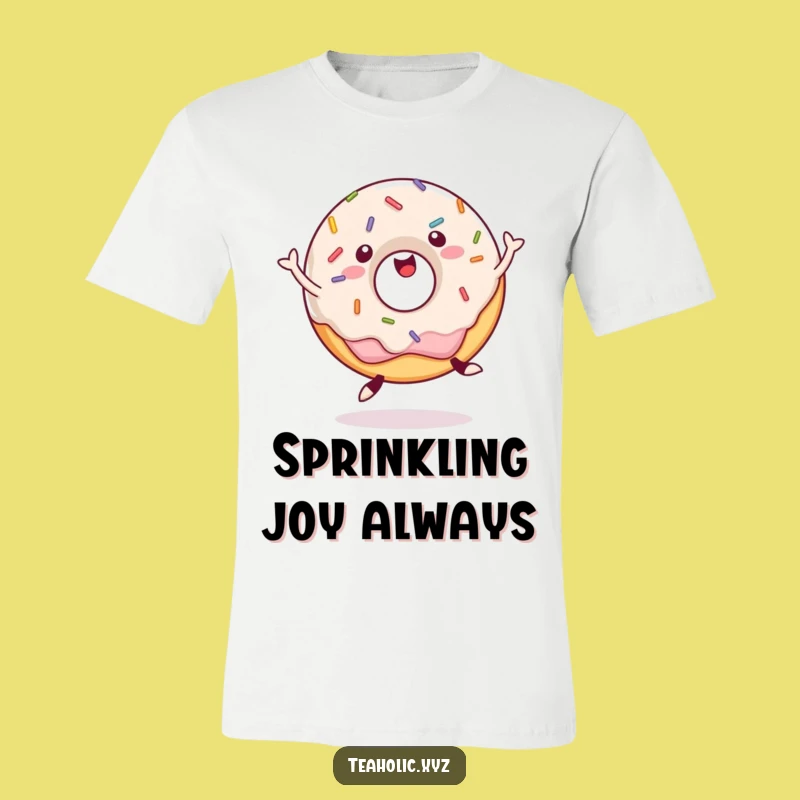 Funny Donut Jump T-Shirt: Happy Sprinkled Donut Graphic, Great Funny Gift