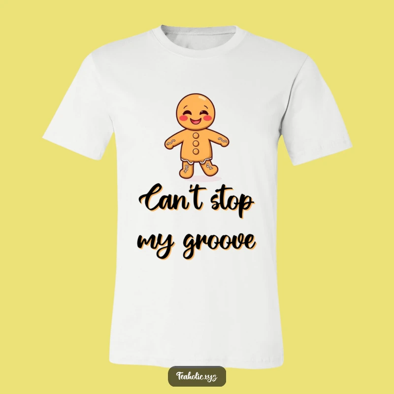 Funny Gingerbread Man T-Shirt: Giggling Cookie Doing a Silly Jig