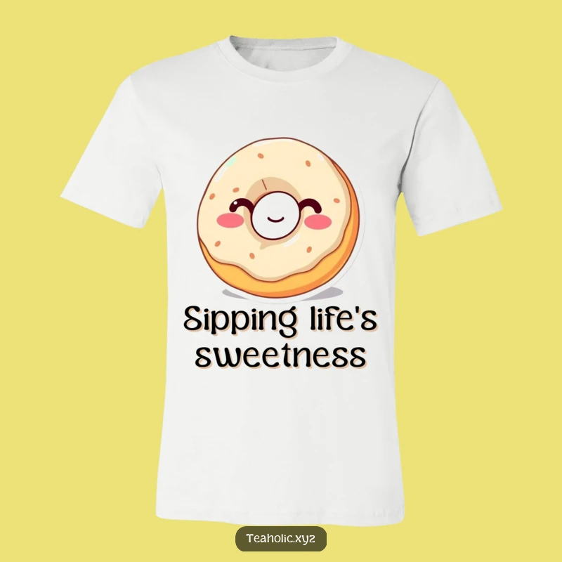 Funny Happy Donut Sipping T-Shirt - Wear Your Cravings with Humor!