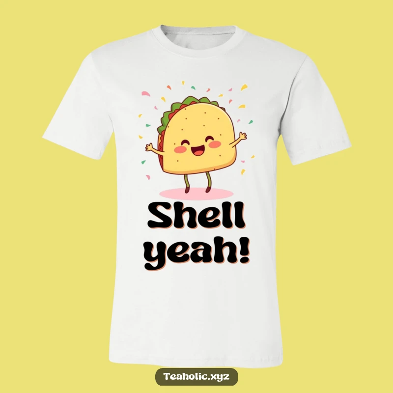 Funny Taco T-Shirt - Cheerful Dancing Taco with Confetti, Party Tee