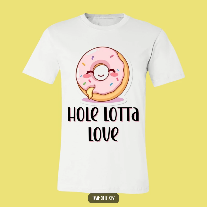 Funny Donut T-Shirt - Happy Winking Donut with Bite, Sweet Apparel