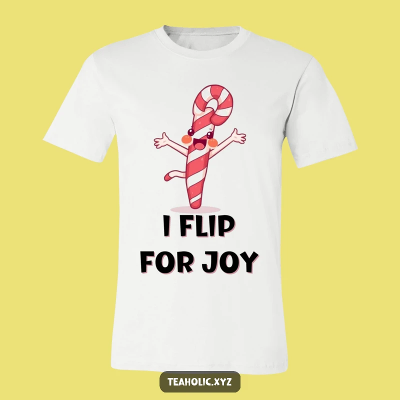 Funny Candy Cane T-Shirt: Joyful Cartwheeling Sweet Treat