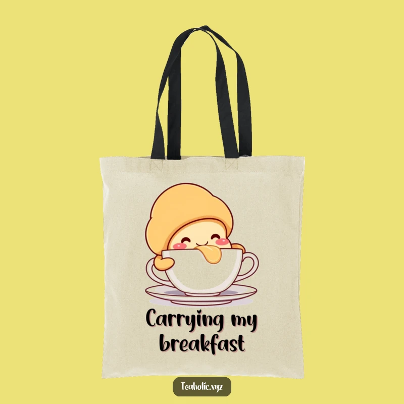 Funny Croissant Teacup Tote Bag: Carry Your Morning Essentials with Style