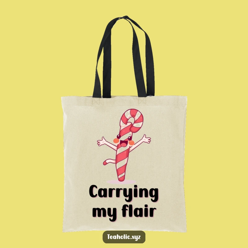 Funny Candy Cane Tote Bag: Joyful Cartwheeling Sweet Accessory