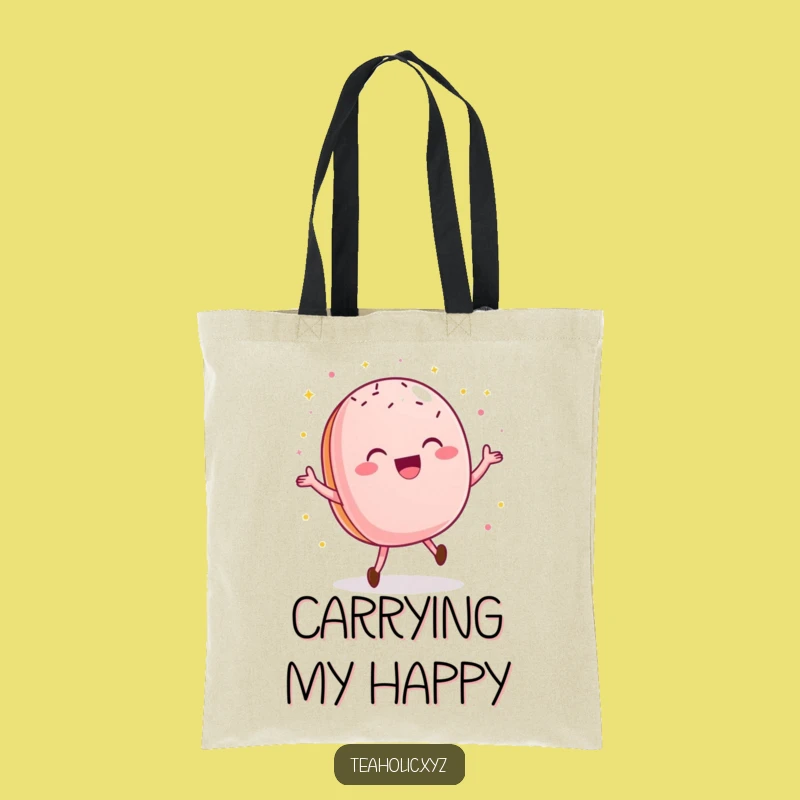 Funny Macaroon Tote Bag: Carry Your Sweets with this Happy Dance Design