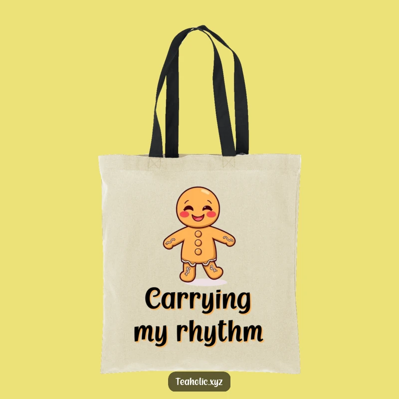 Funny Gingerbread Man Tote Bag: Giggling Jigging Cookie for Shopping Fun