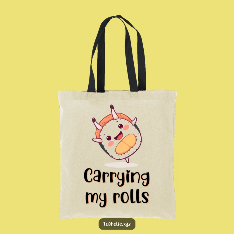 Funny Sushi Somersault Tote Bag: Playful Food Design, Excellent Funny Gift for Shoppers