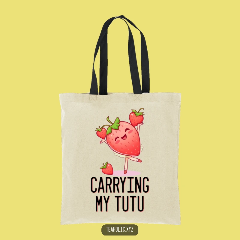 Funny Strawberry Ballet Tote Bag: Joyful Pirouette Dancer Accessory, Gift