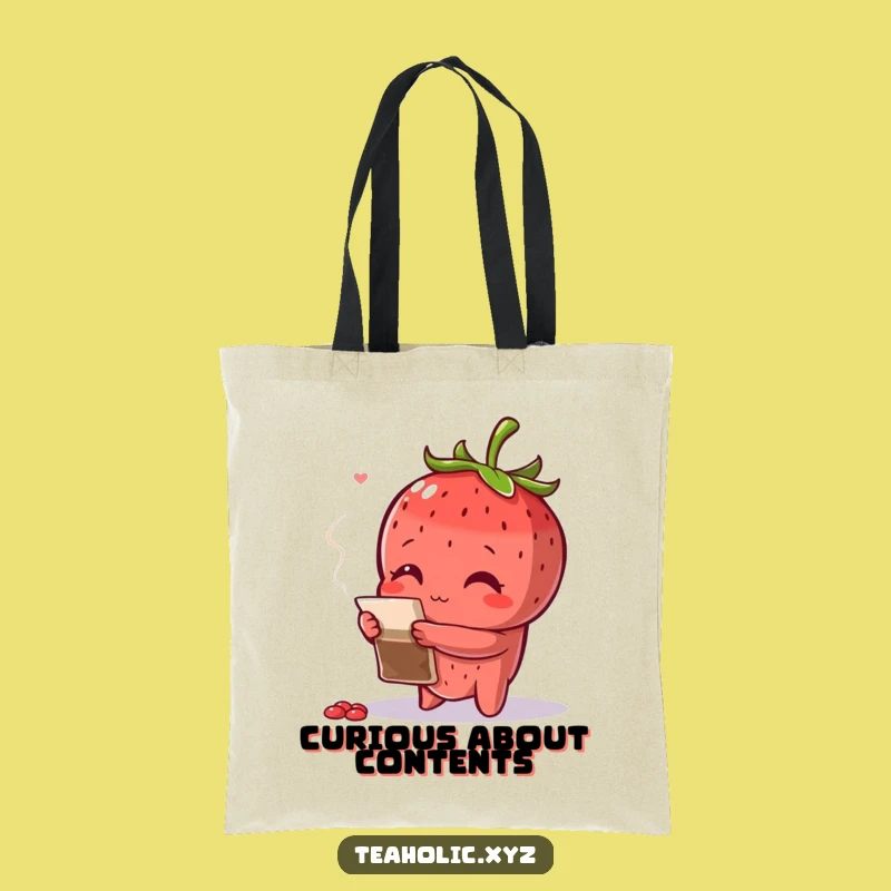 Funny Curious Strawberry Tote Bag - Teabag Inspection Carry-All Gift