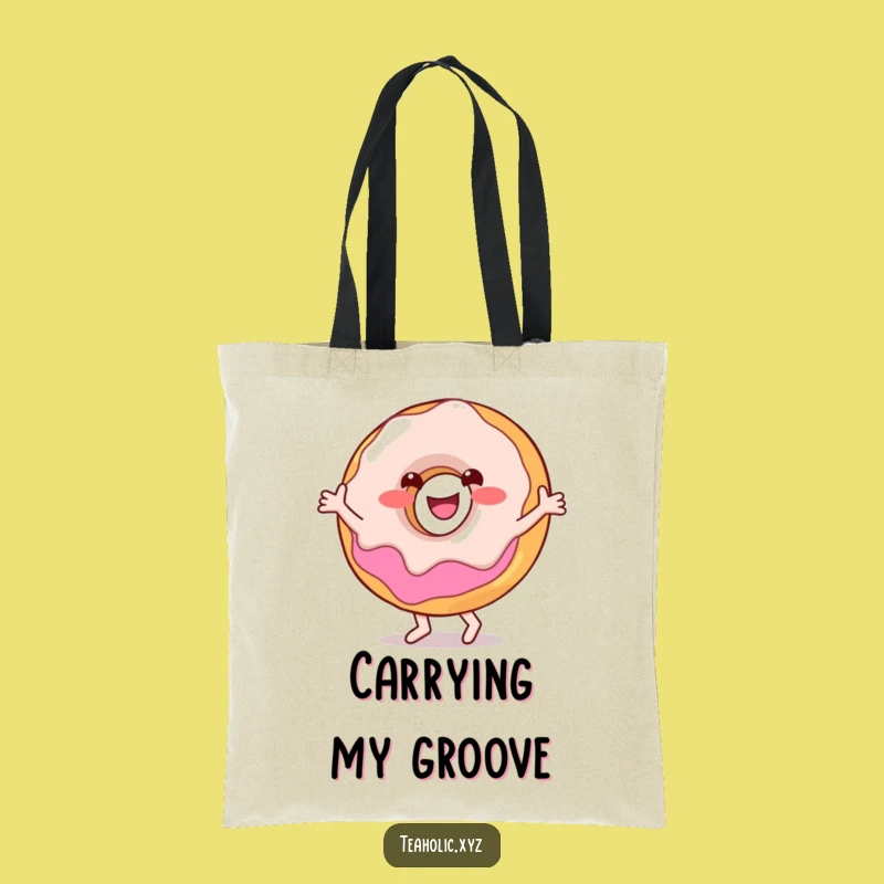 Funny Donut Dance Tote Bag: Carry Your Essentials with a Happy Character