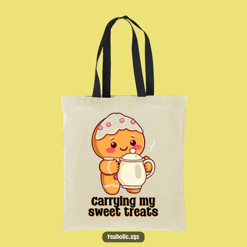 Funny Gingerbread Teapot Tote Bag: Carry Your Essentials with Holiday Joy, Lovely Funny Gift