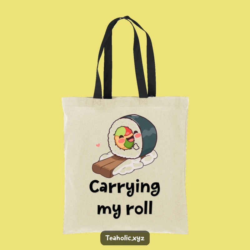 Funny Sushi Roll Tote Bag: Gleeful Rolling Sushi Art, Chic Funny Gift