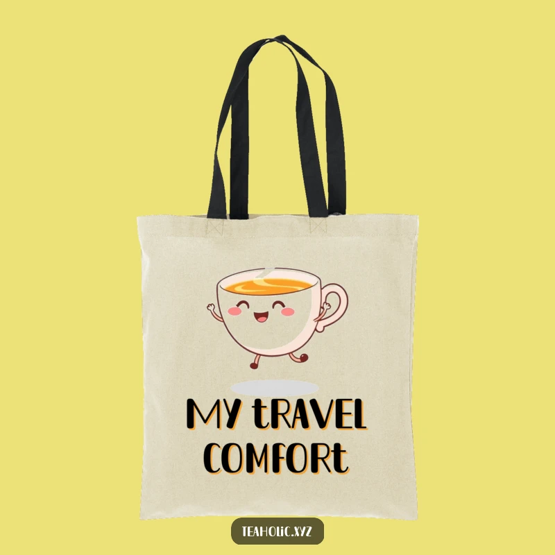 Funny Tea Cup Tote Bag: Happy Jump Shopping Funny Gift