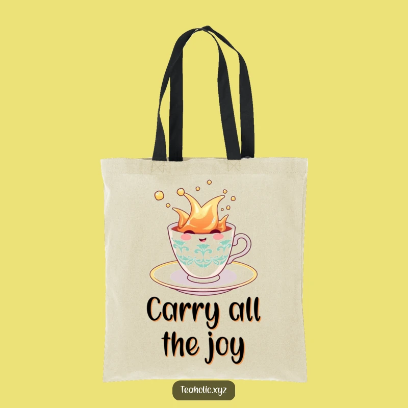 Funny Teacup Splash Tote Bag: Cheerful Character's Daily Carryall - Must-Have Funny Gift