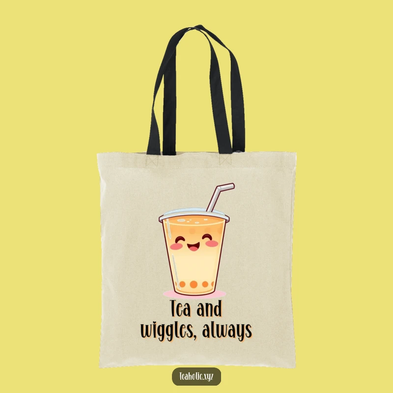 Funny Wiggle Tea Tote Bag: Joyful Smiling Tea Cup Design, Chic Funny Gift