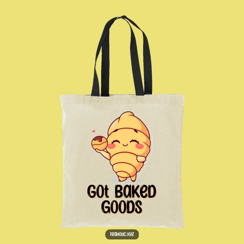 Funny Croissant Wink Tote Bag: Pastry Pal's Handy Carryall - Must-Have Funny Gift