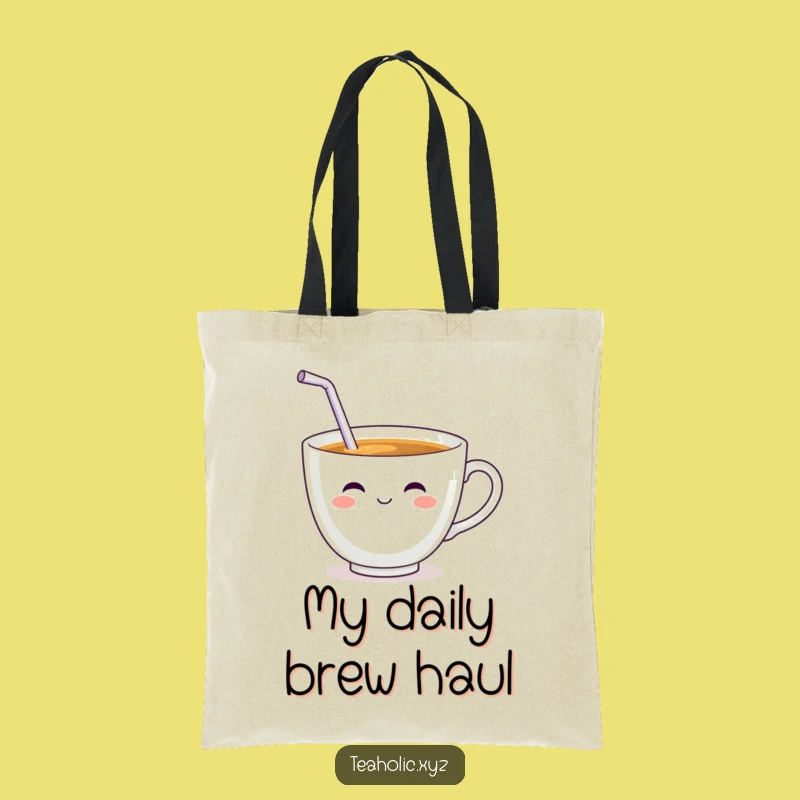 Funny Teacup Sip Tote Bag: Cute Character Accessory, Perfect Humorous Gift!