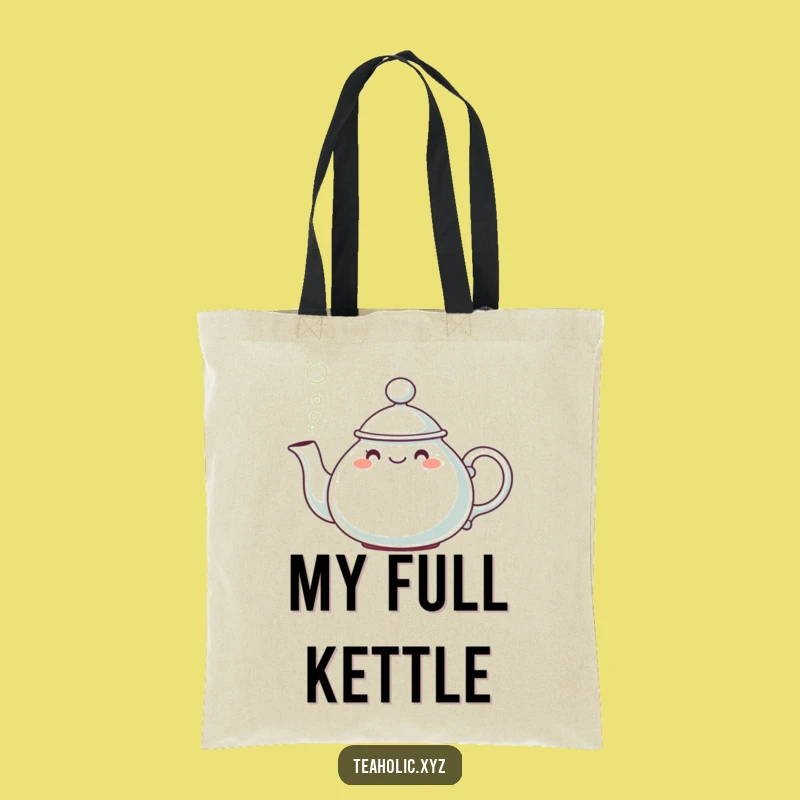 Funny Teapot Puff Tote Bag: Cute Character Accessory, Perfect Humorous Gift!